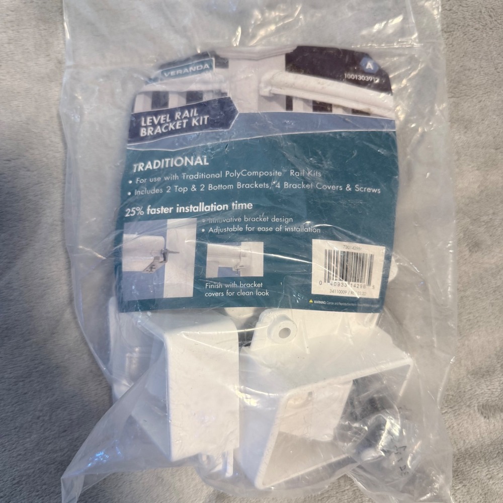 Veranda‎ Level Rail Bracket Kit Traditional White 1001303912 New Sealed